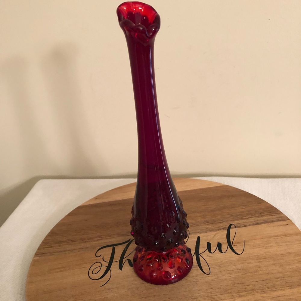 Cranberry Hobnail Vase Fenton?